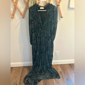 Vici Teal and Black Long Sleeve Dress